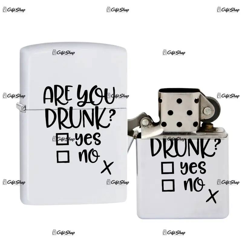 Are you drunk? yes or no, bricheta metalica gravata laser cu mesaj